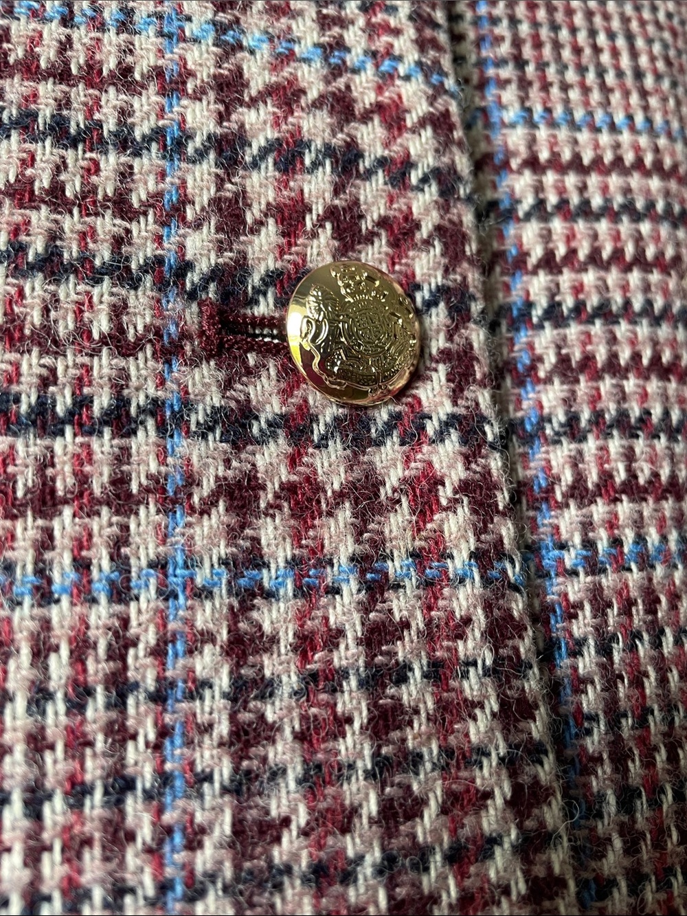 Talbots Brown Glen Plaid Collarless Jacket with Gold Buttons Sz 18W - Picture 4 of 8